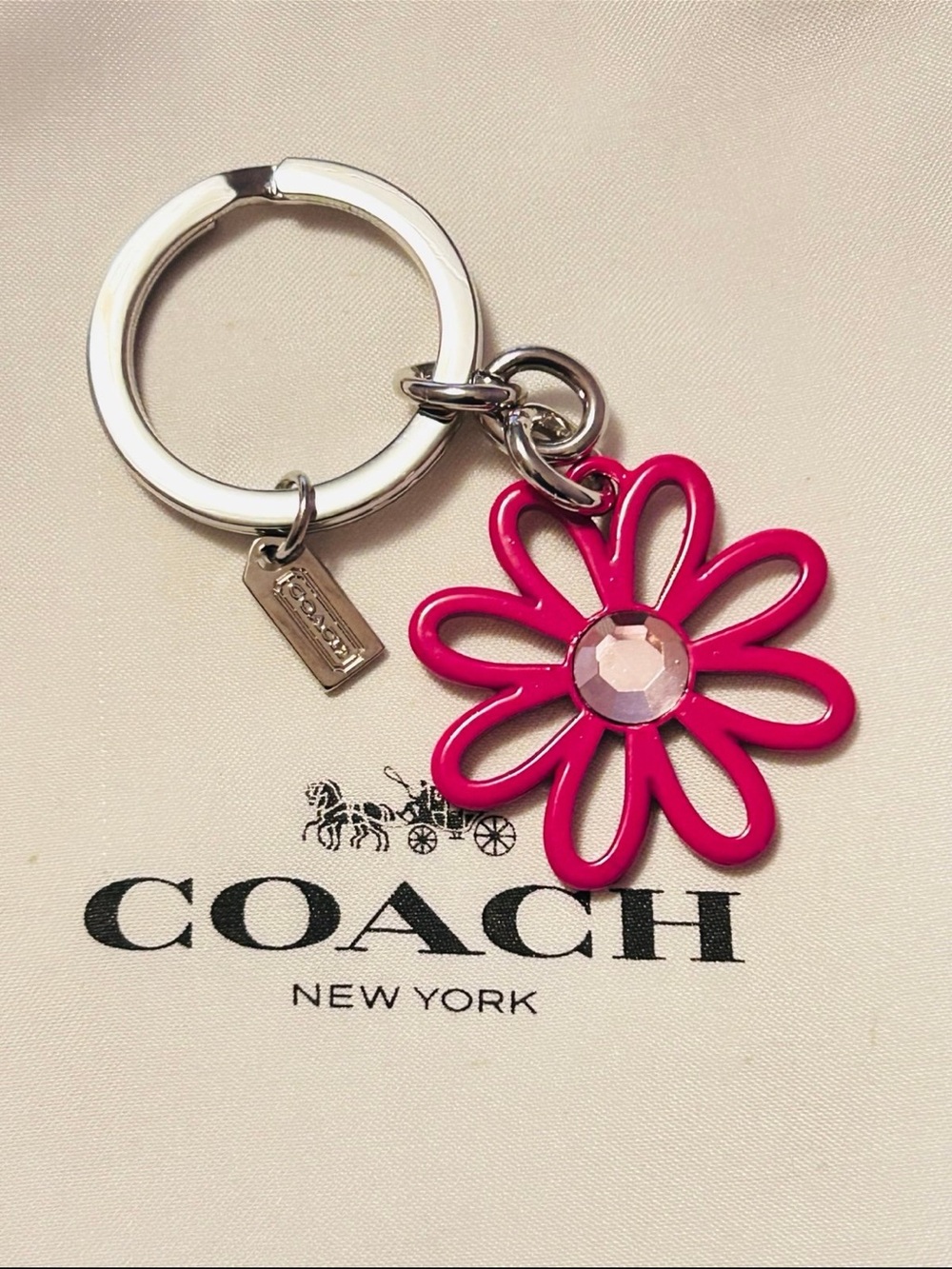 NWOT Coach Pink Y2K Flower Charm Keychain/ Bag Charm